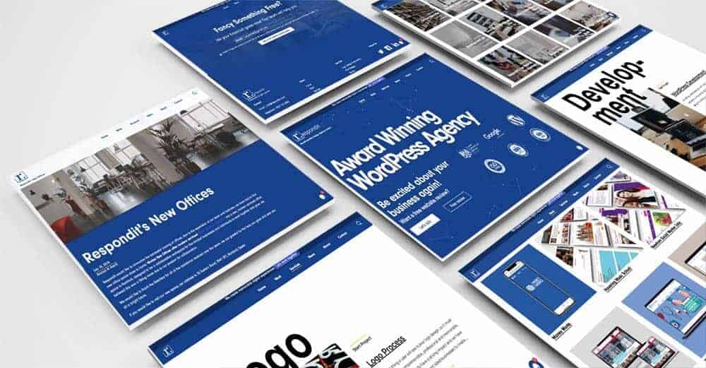 shots of Respondit Web Design website in magazine style